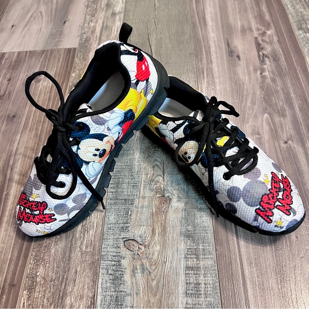Mickey Mouse Printed Adult Sneakers Women Size 9 Mens Size 7 Lace Up Lightweight